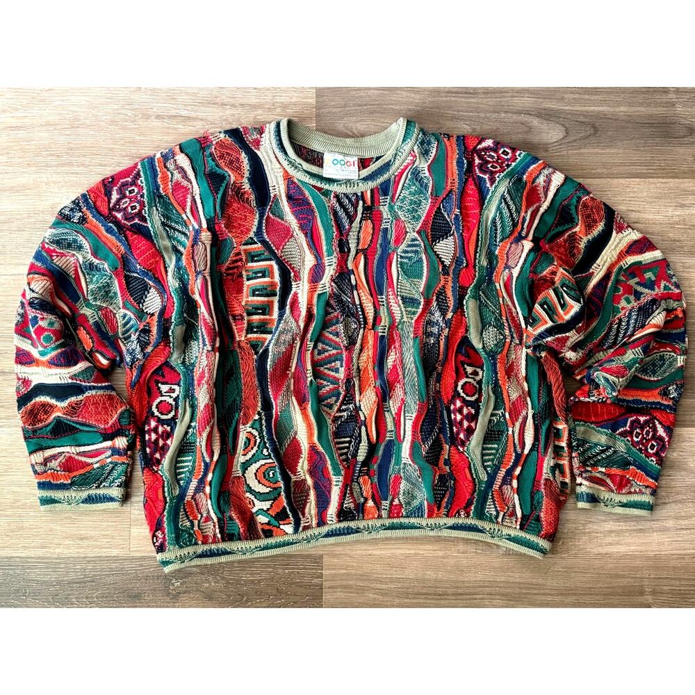 Vintage COOGI Australia Mercerised cotton 3D Knit Sweater size L